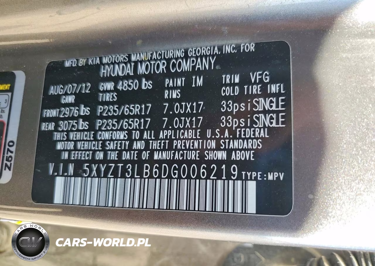 2013 Hyundai Santa Fe Sport 2.4L VIN:5XYZT3LB6DG006219 - 12