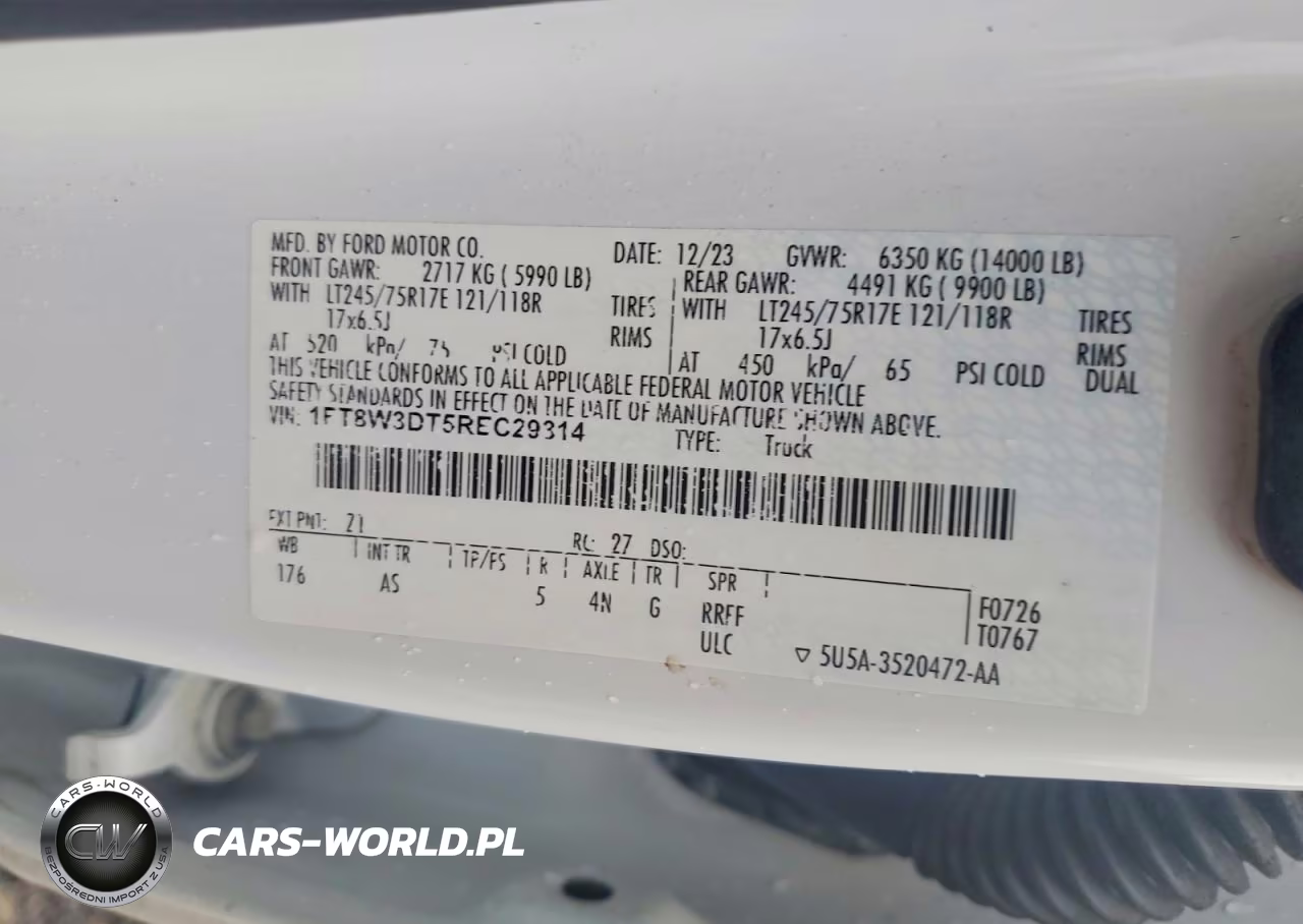 2024 Ford F350 Super Duty VIN:1FT8W3DT5REC29314 - 12