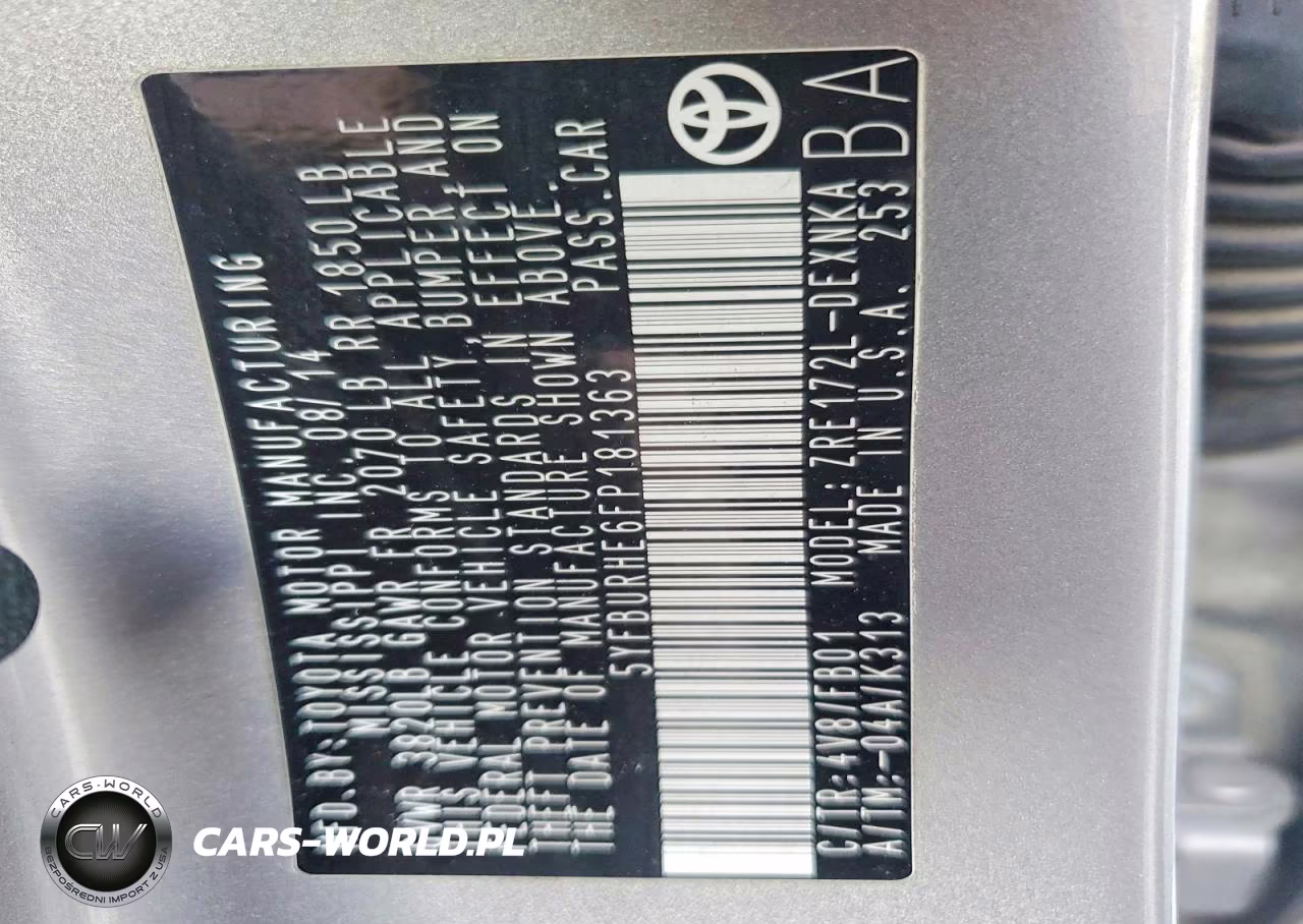 2015 Toyota Corolla Le Plus VIN:5YFBURHE6FP181363 - 12