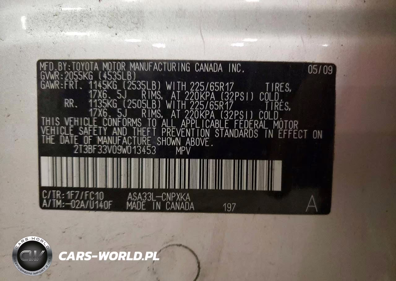 2009 Toyota Rav4 Base VIN:2T3BF33V09W013453 - 13