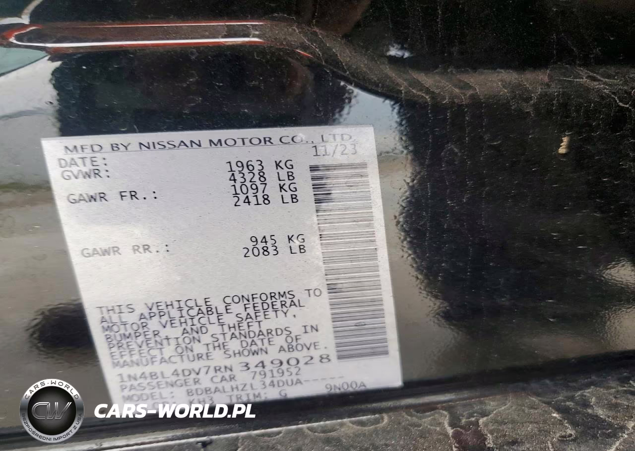 2024 Nissan Altima Sv VIN:1N4BL4DV7RN349028 - 13