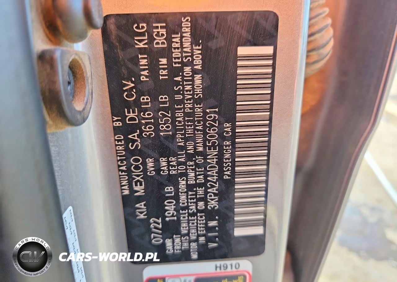 2022 Kia Rio S VIN:3KPA24AD4NE506291 - 12