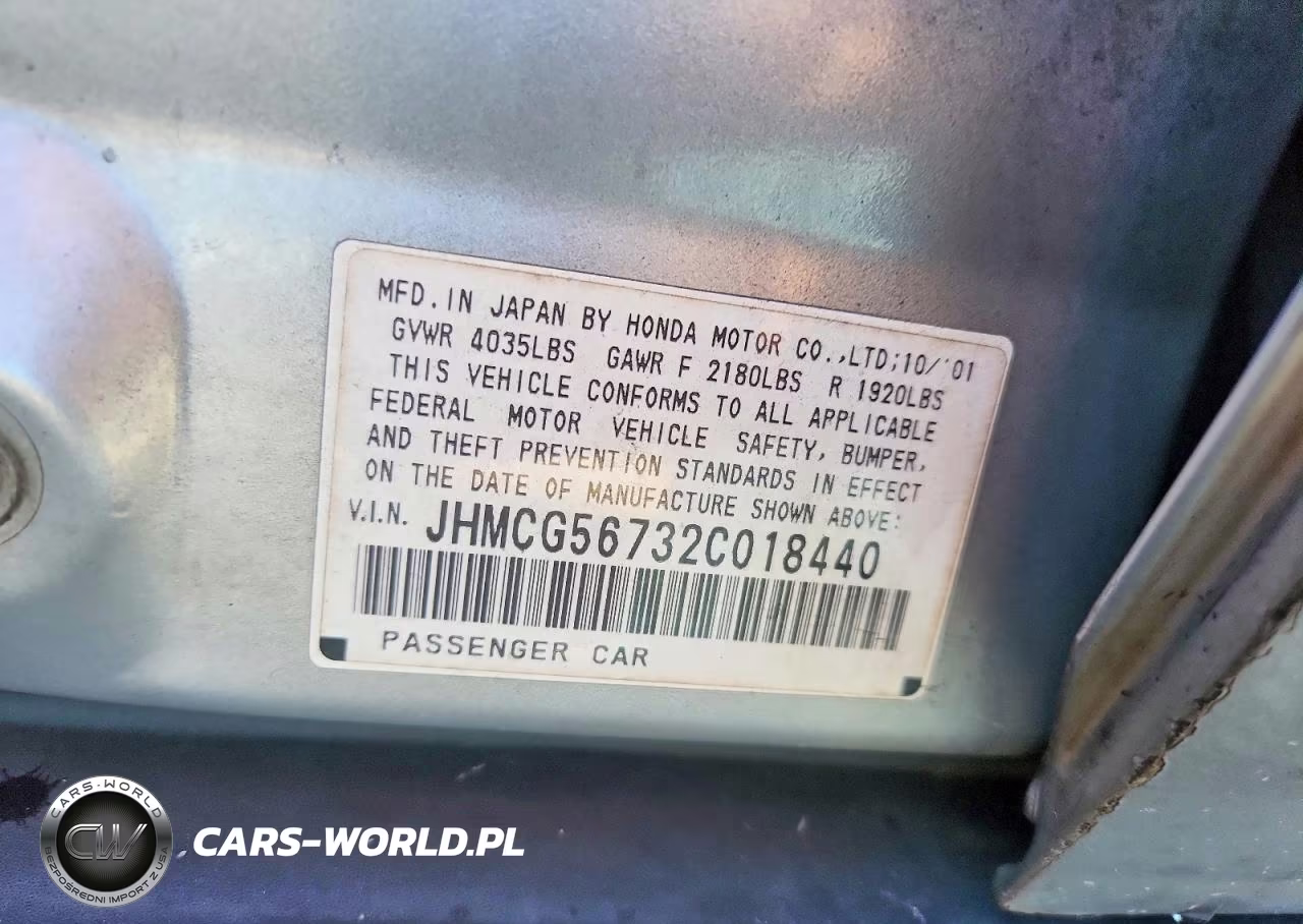 2002 Honda Accord Se VIN:JHMCG56732C018440 - 12