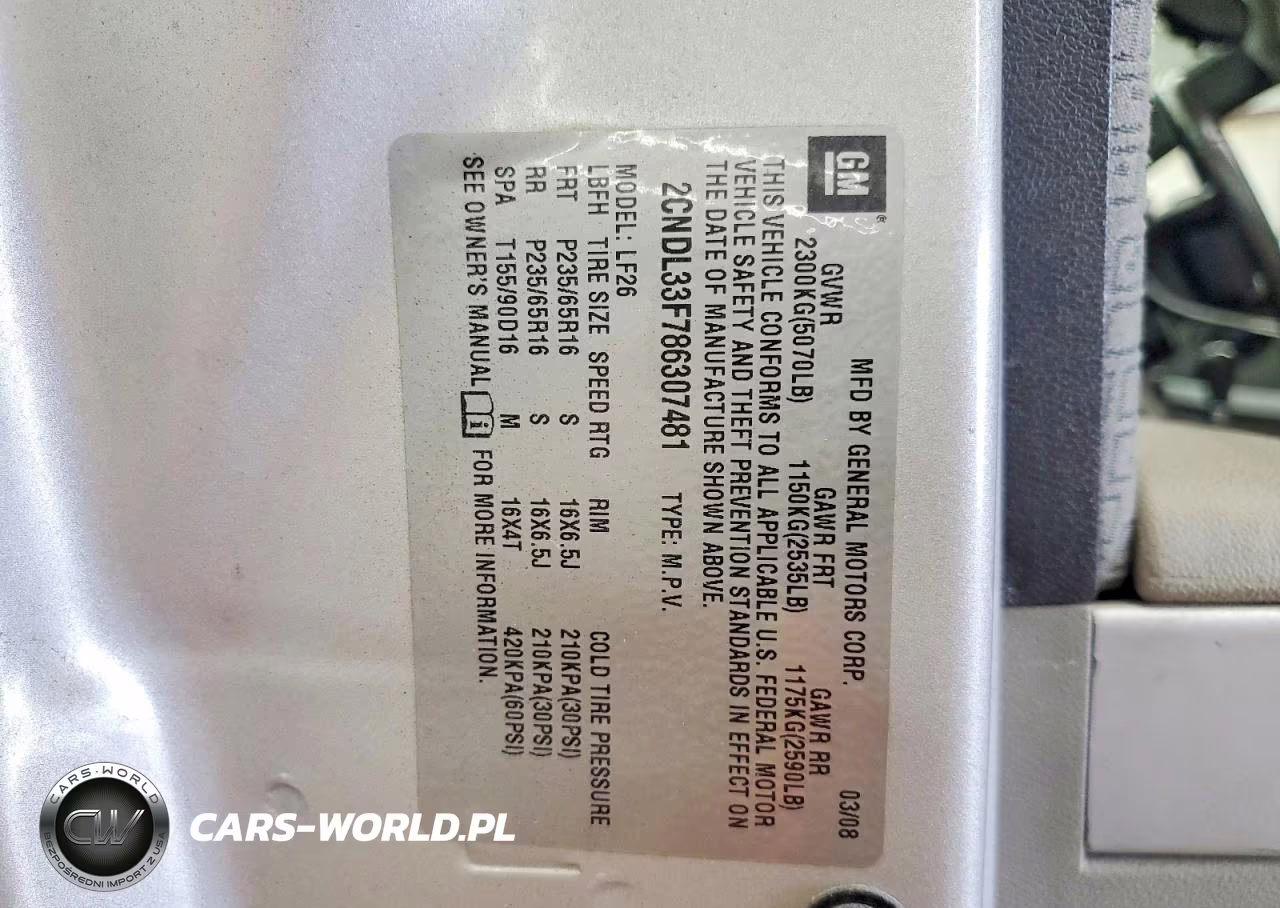 2008 Chevrolet Equinox Lt VIN:2CNDL33F786307481 - 13