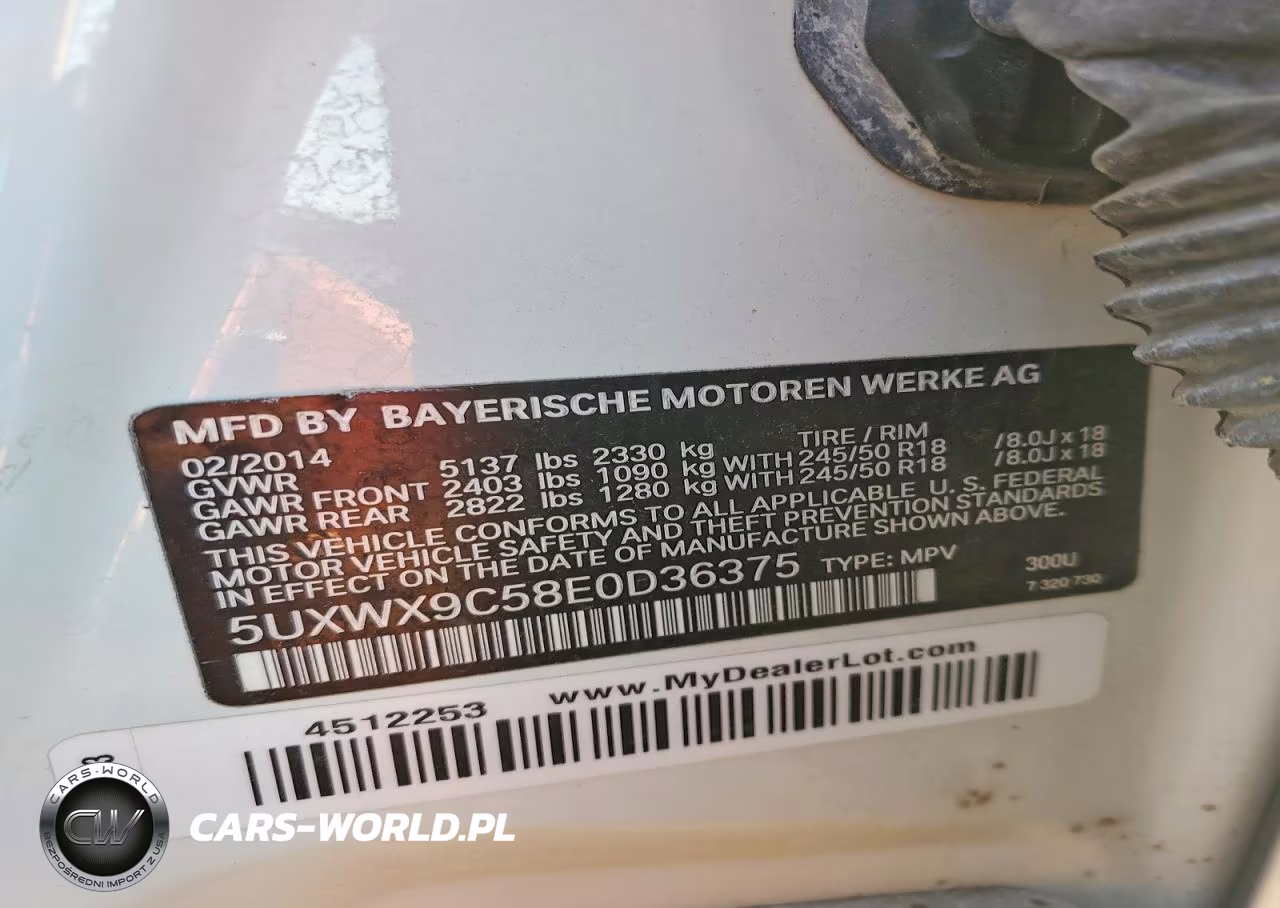 2014 BMW X3 VIN:5UXWX9C58E0D36375 - 12