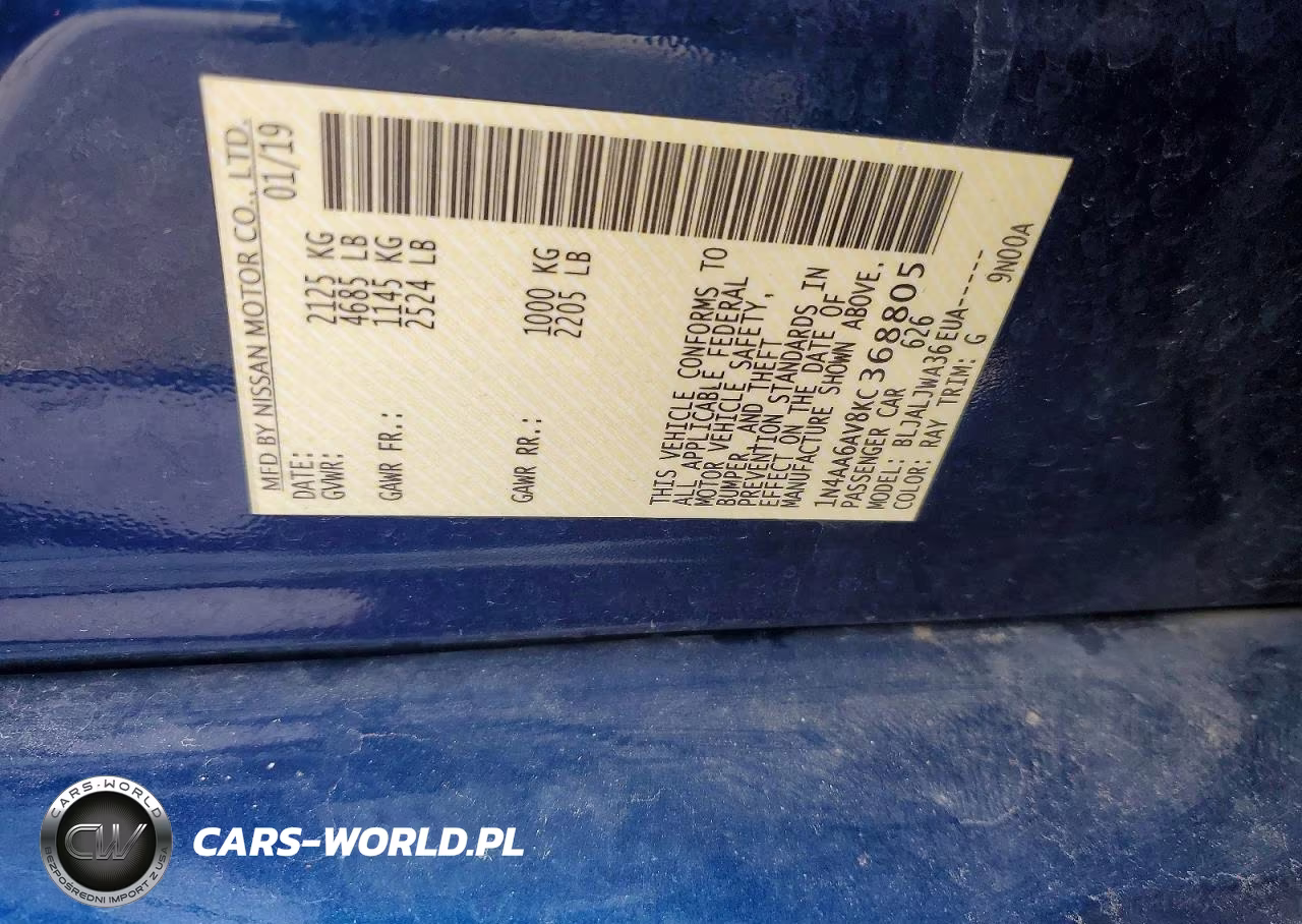 2019 Nissan Maxima 3.5 Sv VIN:1N4AA6AV8KC368805 - 12