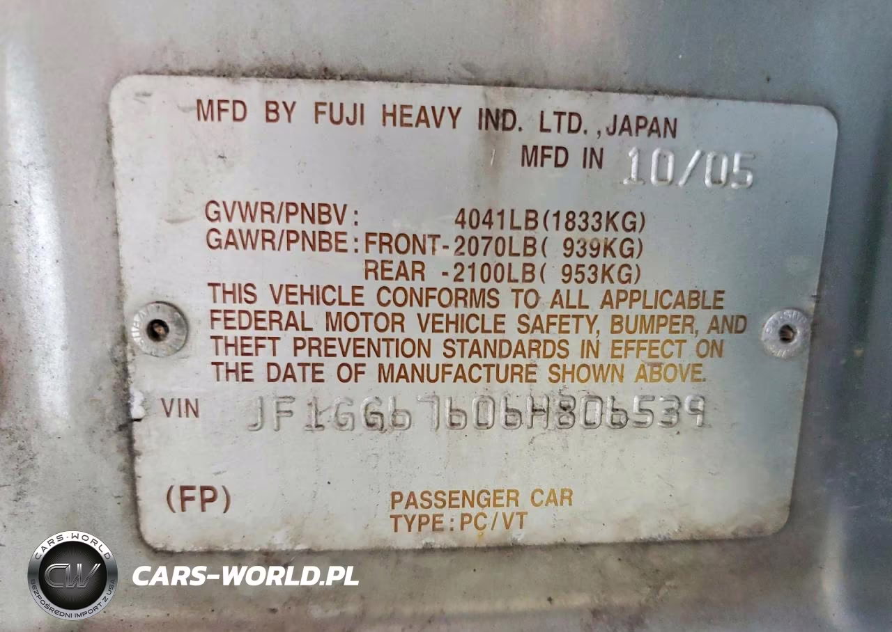 2006 Subaru Impreza 2.5I Sports Wagon VIN:JF1GG67606H806539 - 12