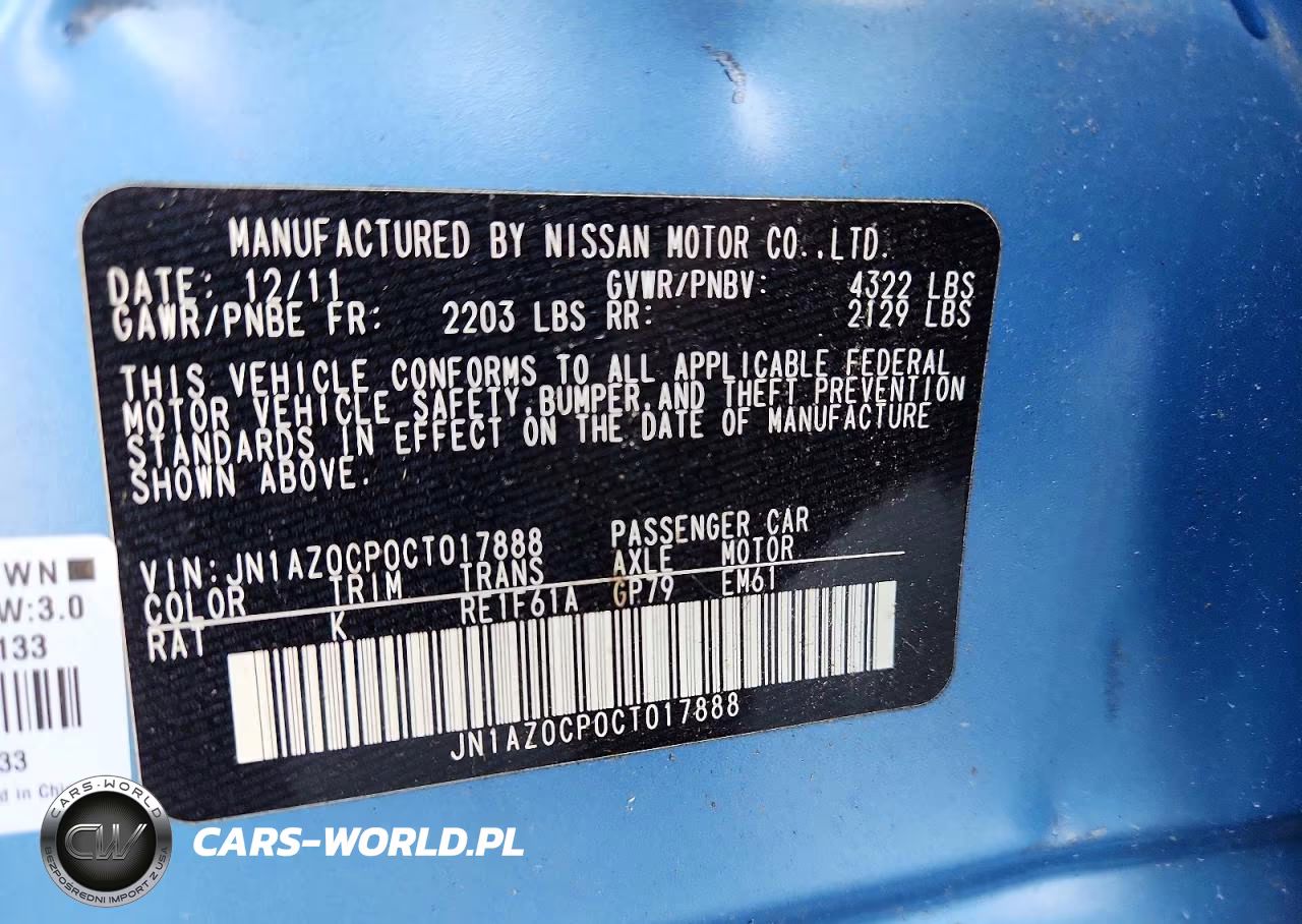 2012 Nissan Leaf Sv VIN:JN1AZ0CP0CT017888 - 12