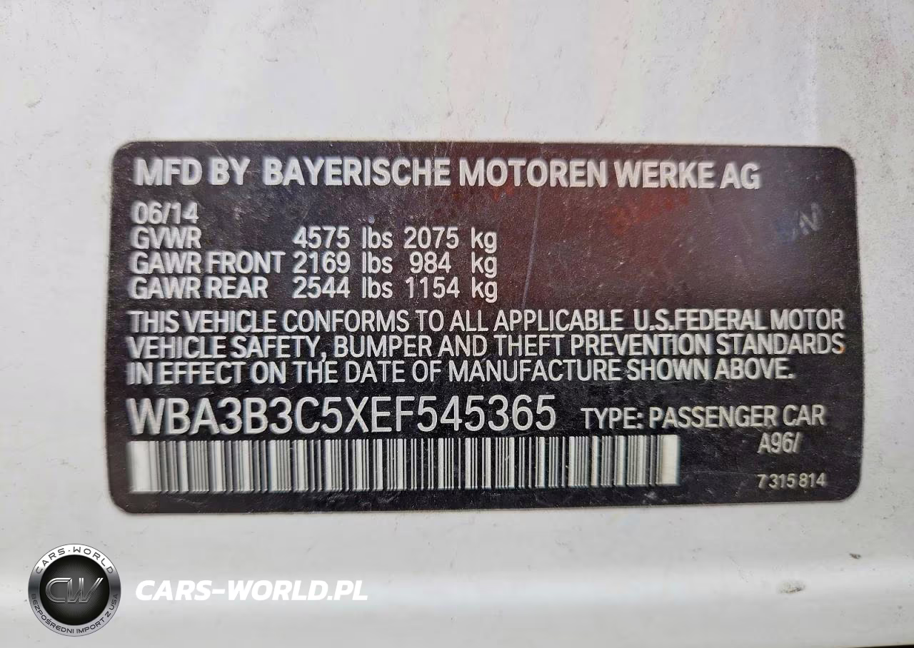 2014 BMW 328 Xi VIN:WBA3B3C5XEF545365 - 12