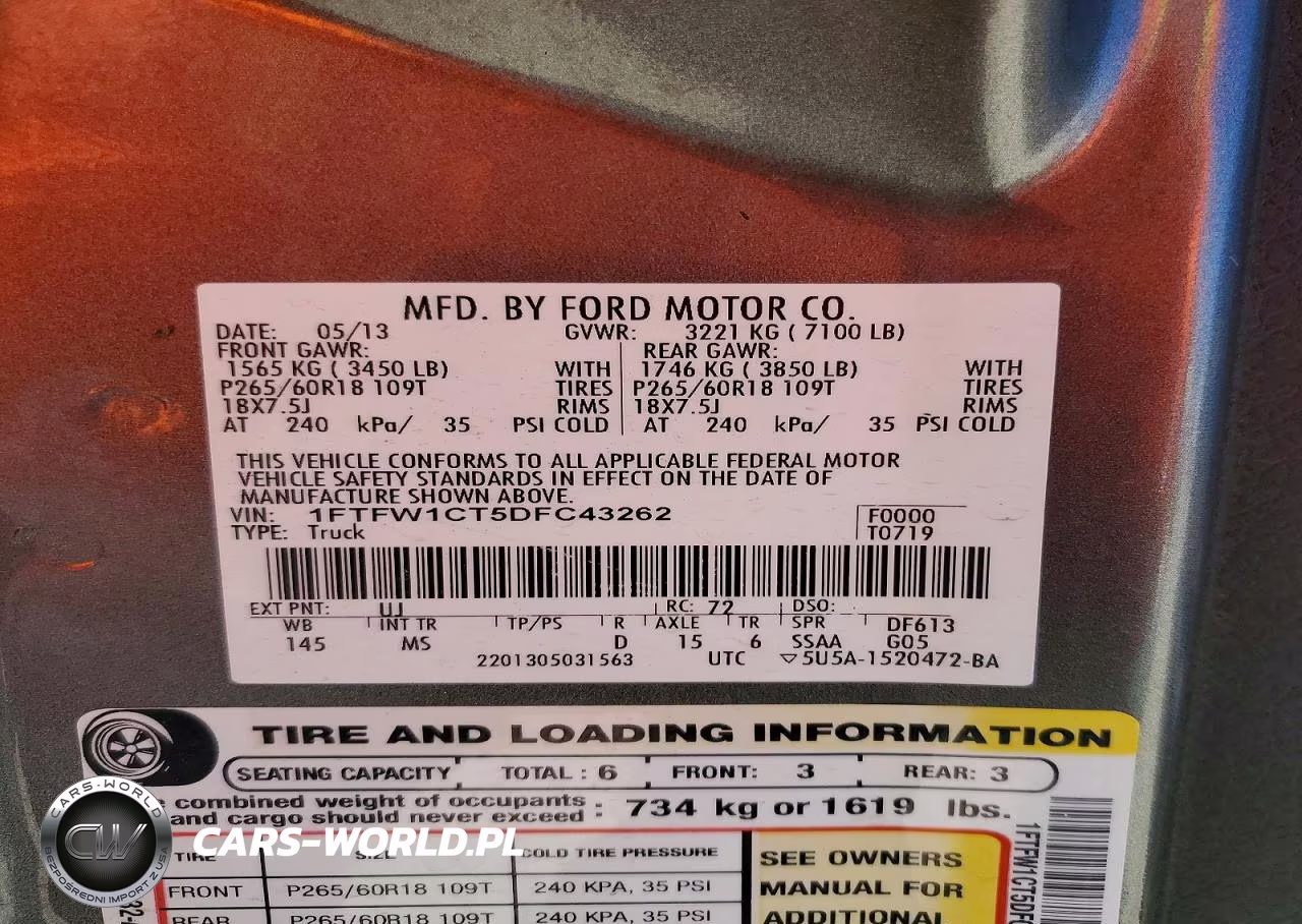 2013 Ford F150 Supercrew VIN:1FTFW1CT5DFC43262 - 12