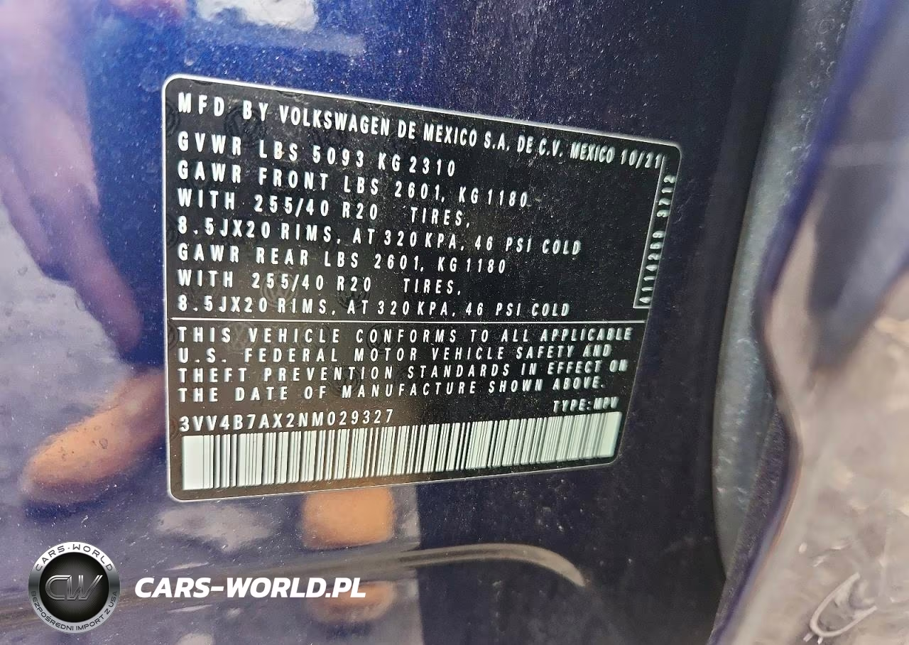 2022 Volkswagen Tiguan Sel R-Line VIN:3VV4B7AX2NM029327 - 12