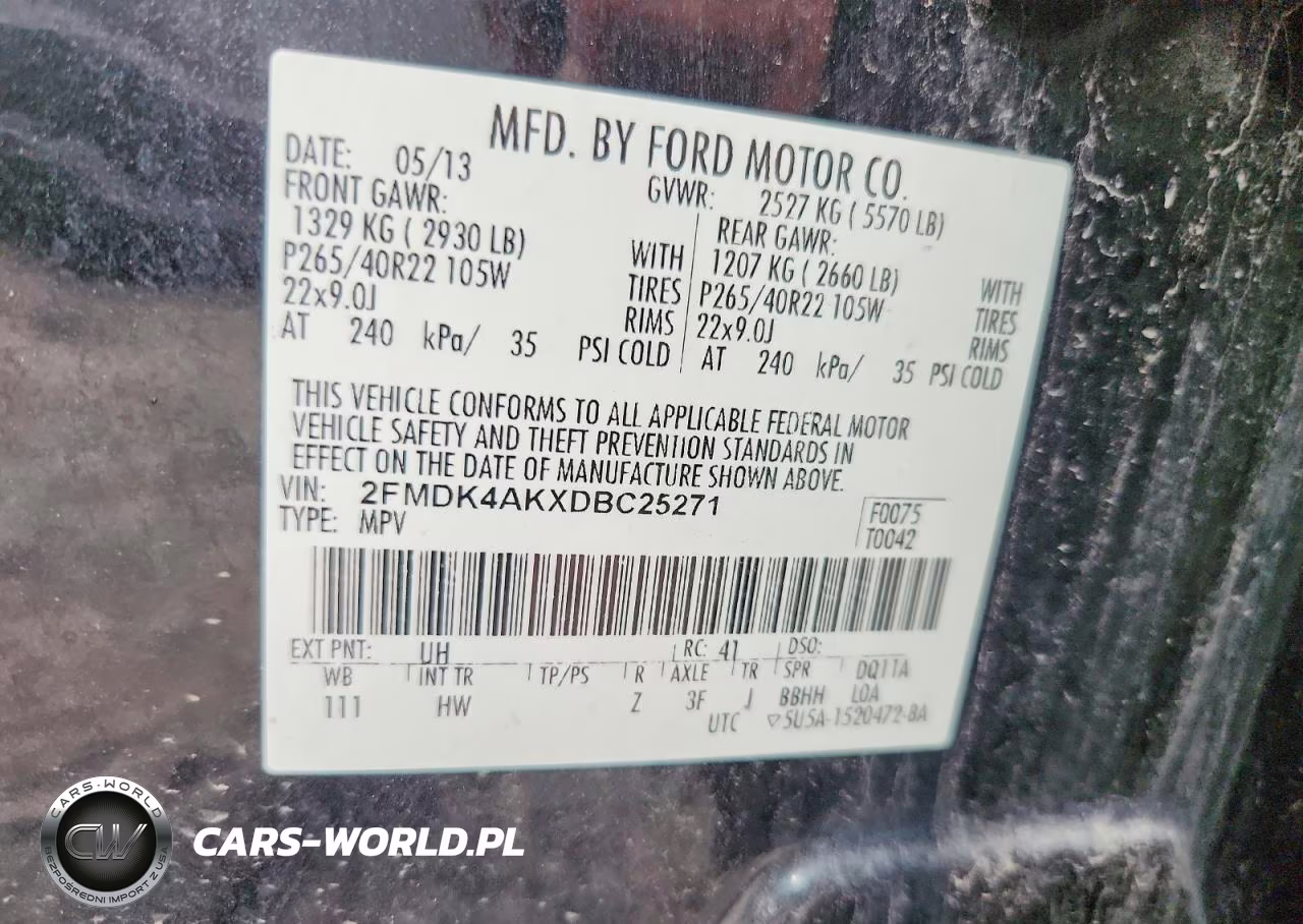 2013 Ford Edge Sport VIN:2FMDK4AKXDBC25271 - 13