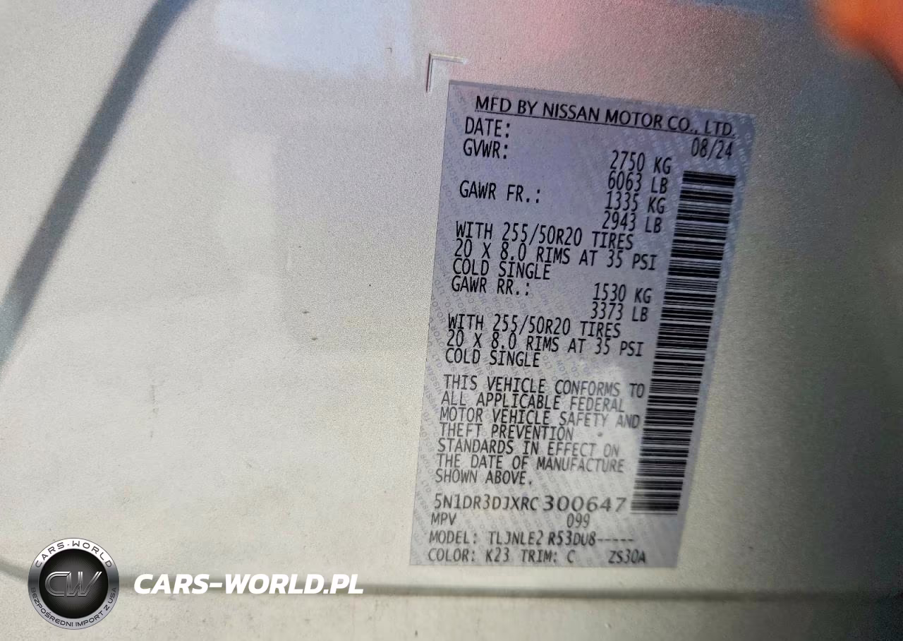 2024 Nissan Pathfinder Platinum VIN:5N1DR3DJXRC300647 - 13