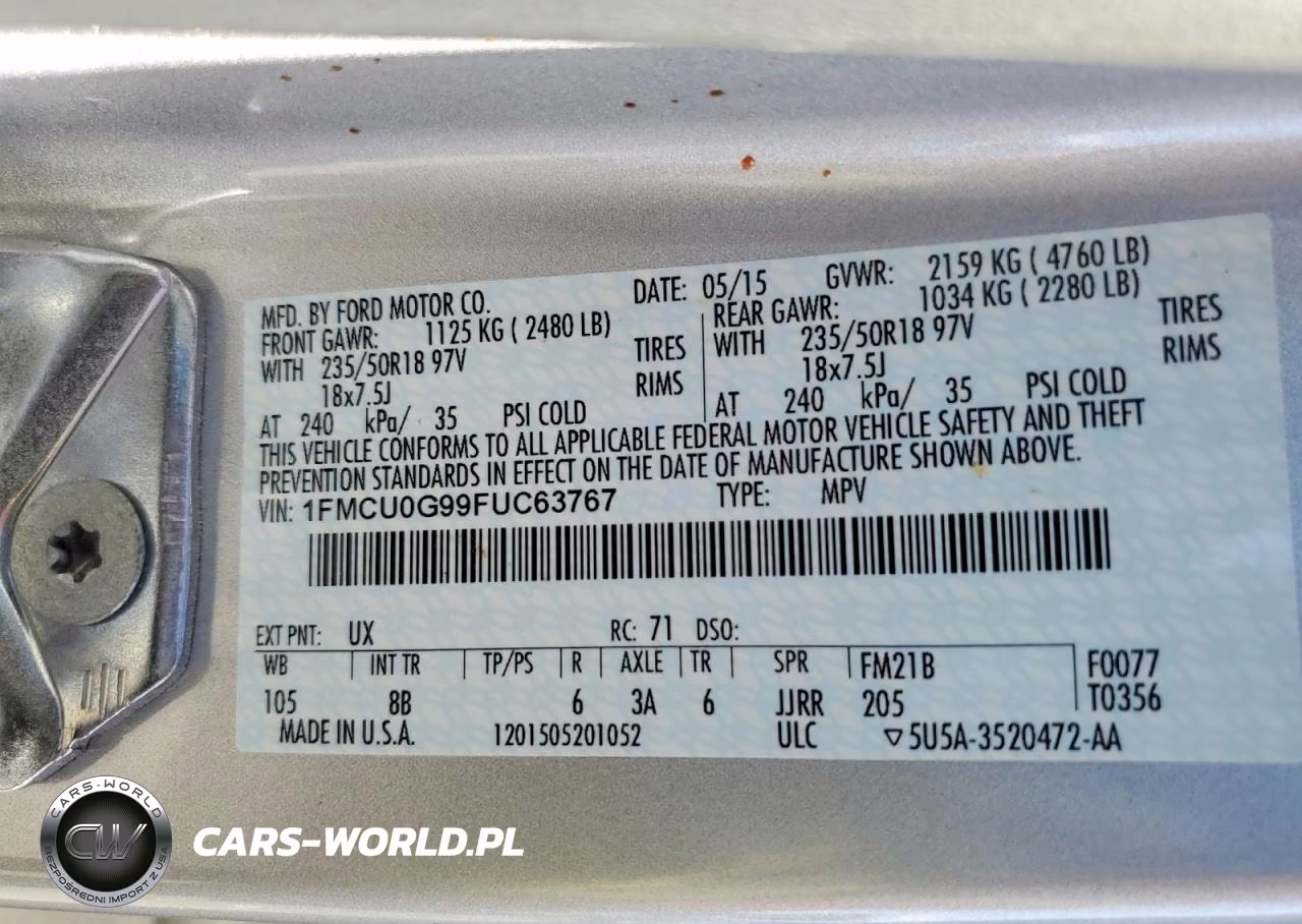 2015 Ford Escape Se VIN:1FMCU0G99FUC63767 - 13