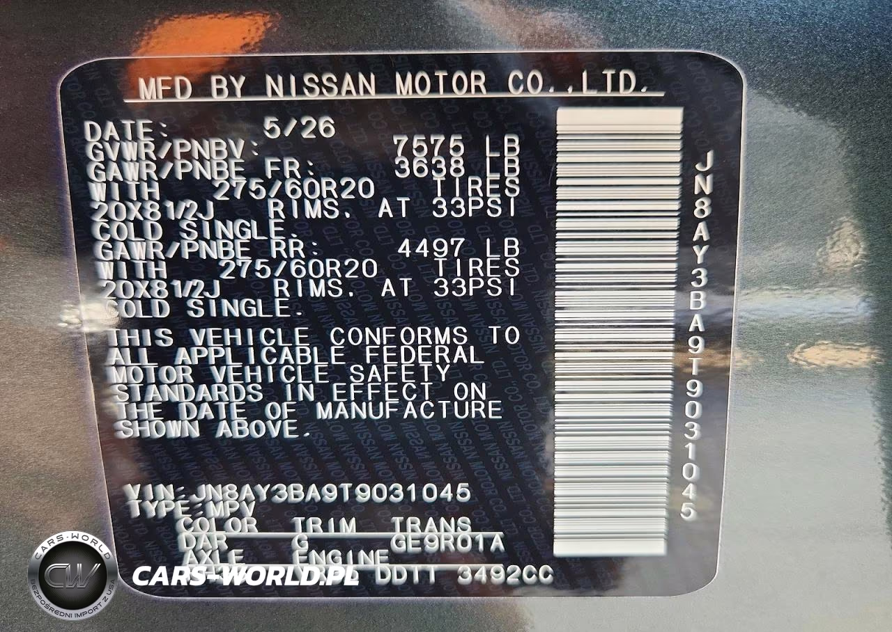 2026 Nissan Armada Sl VIN:JN8AY3BA9T9031045 - 13