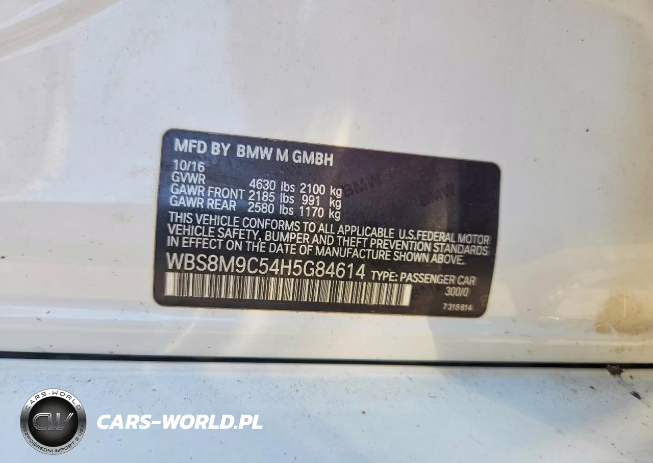 2017 BMW M3 VIN:WBS8M9C54H5G84614 - 12