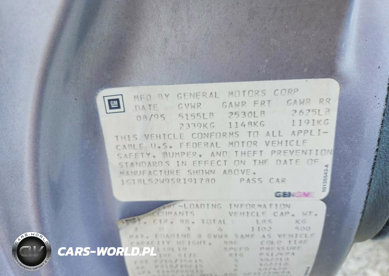 1995 Chevrolet Caprice Classic VIN:1G1BL52W9SR191780 - 12
