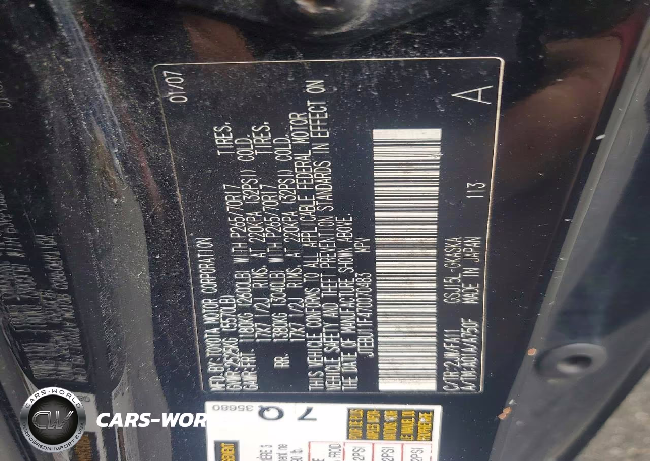2007 Toyota Fj Cruiser Base VIN:JTEBU11F470070483 - 13