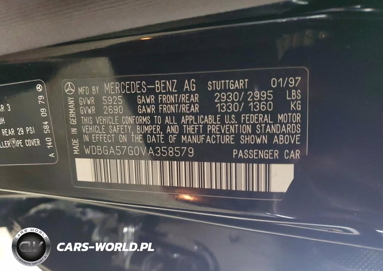 1997 Mercedes-Benz S 600 VIN:WDBGA57G0VA358579 - 12