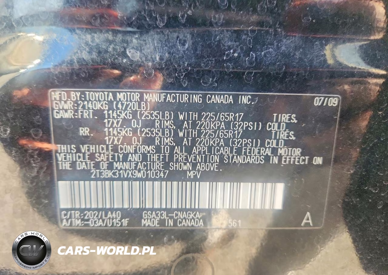 2009 Toyota Rav4 Limited VIN:2T3BK31VX9W010347 - 13