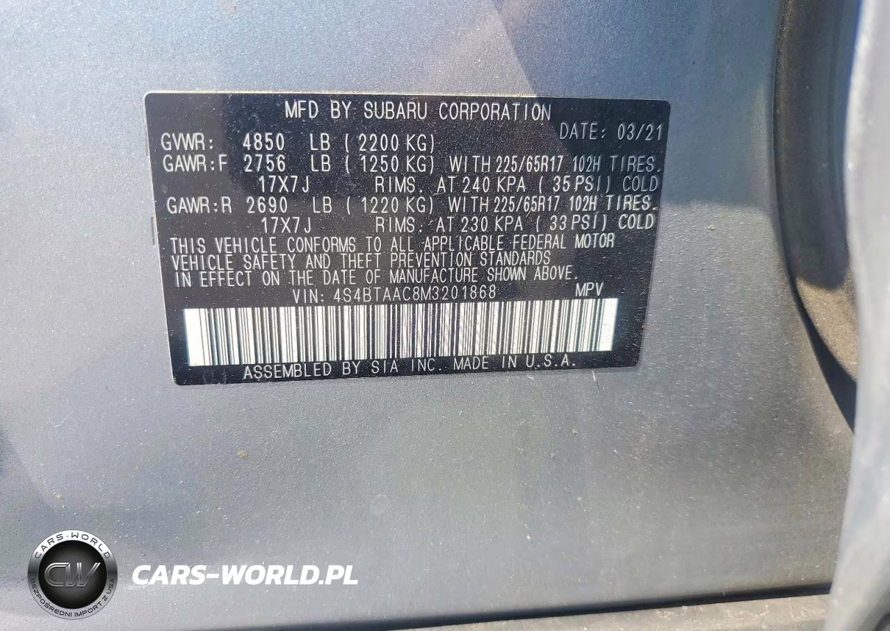 2021 Subaru Outback VIN:4S4BTAAC8M3201868 - 13