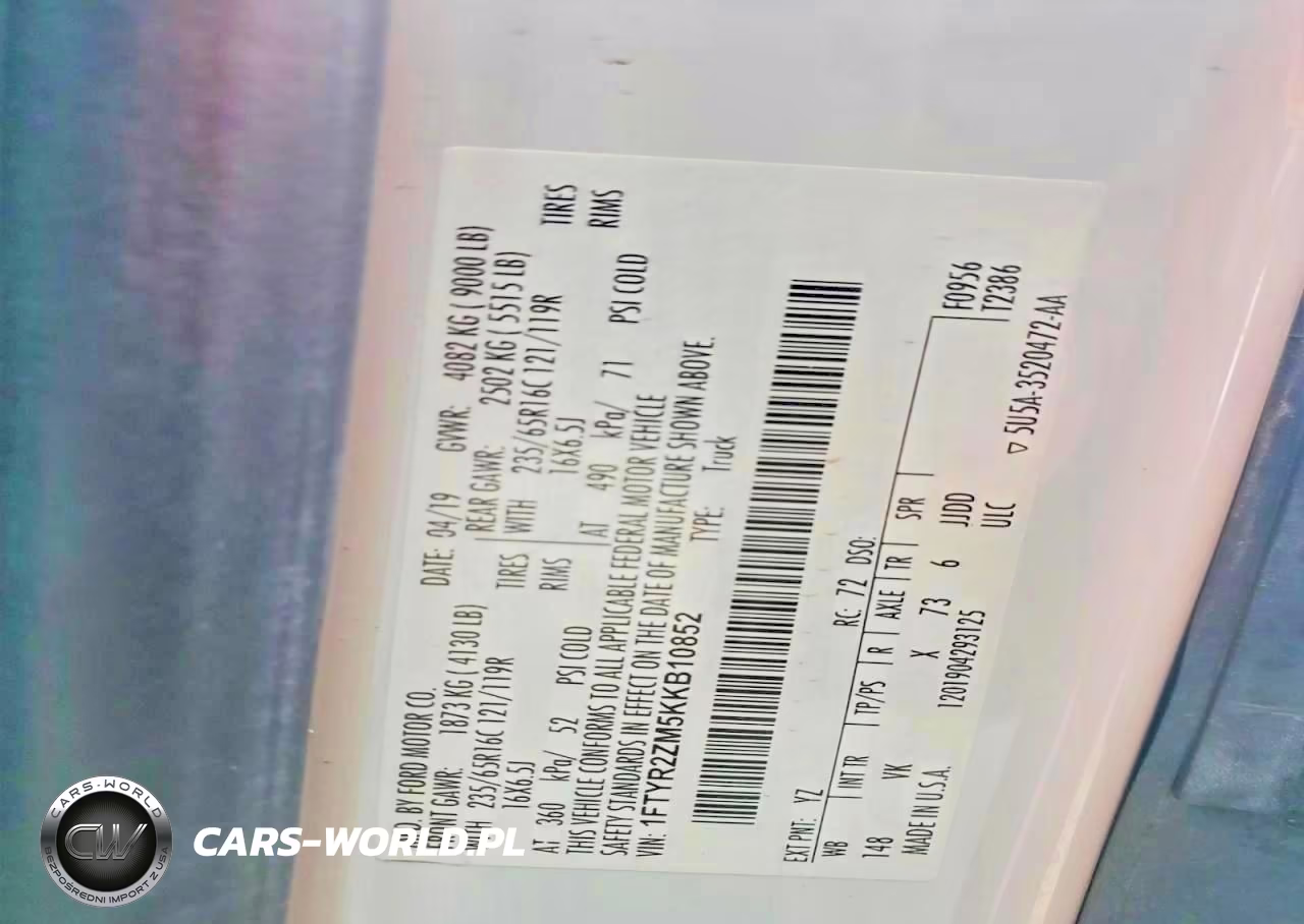 2019 Ford Transit-250 VIN:1FTYR2ZM5KKB10852 - 13