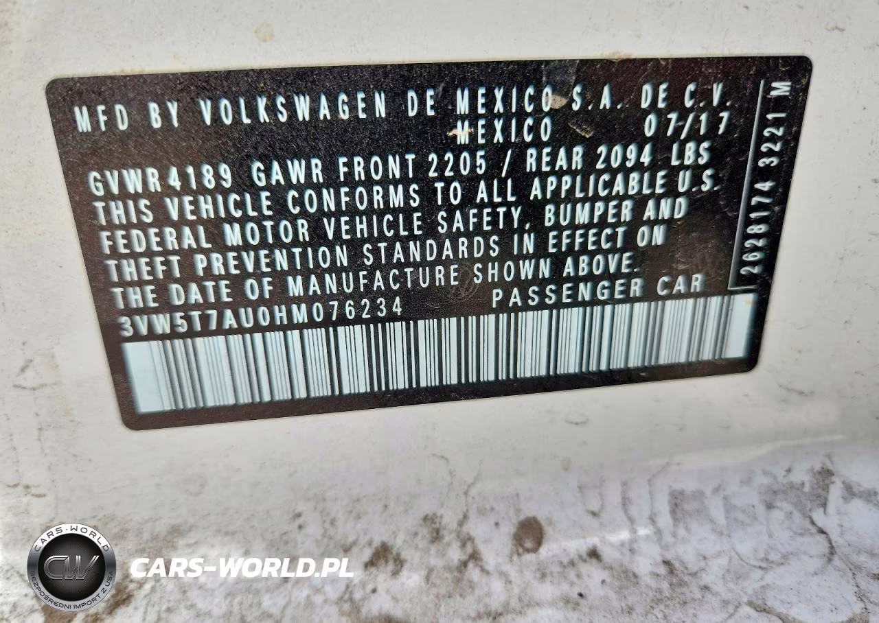 2017 Volkswagen Gti S VIN:3VW5T7AU0HM076234 - 12
