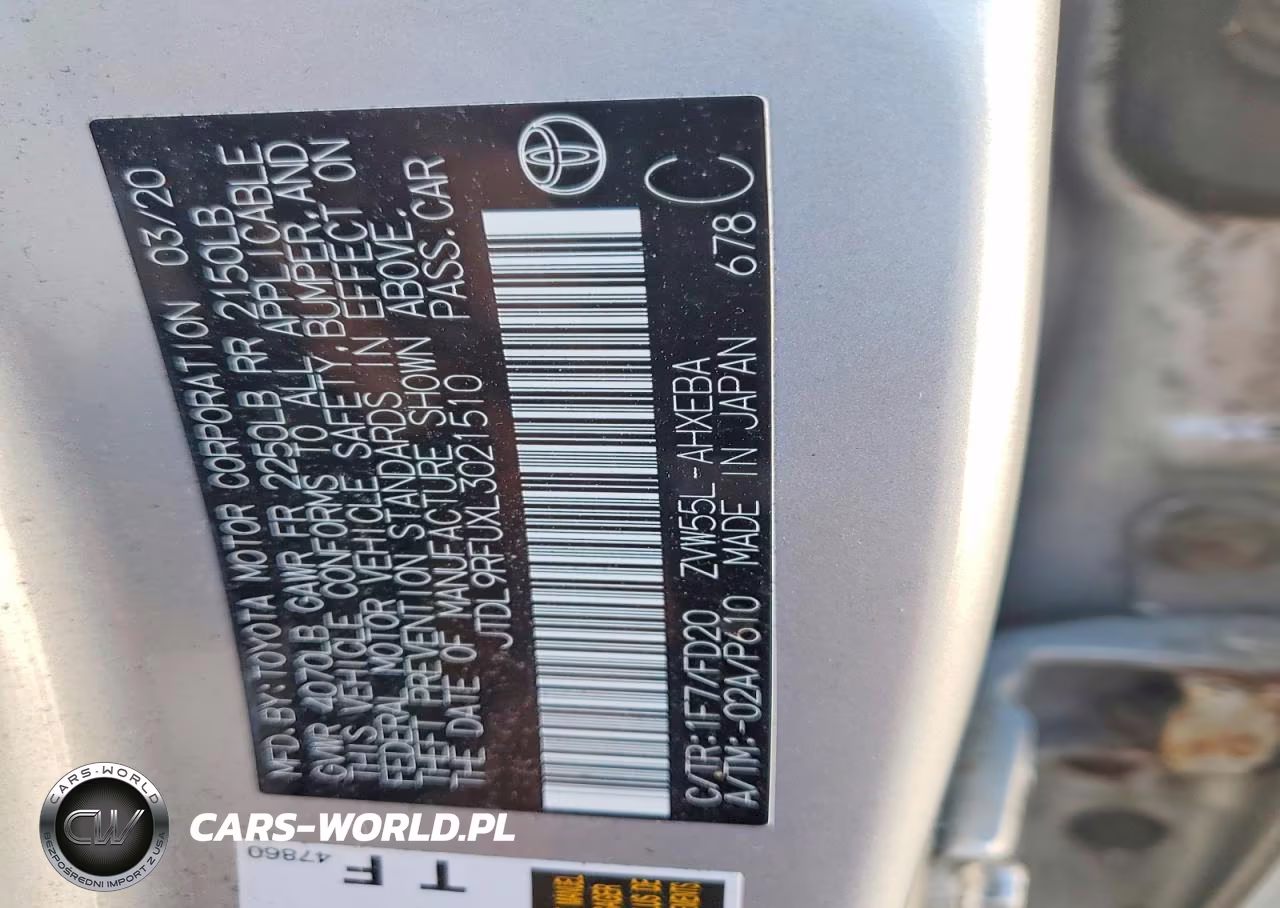 2020 Toyota Prius Le Awd-E VIN:JTDL9RFUXL3021510 - 12