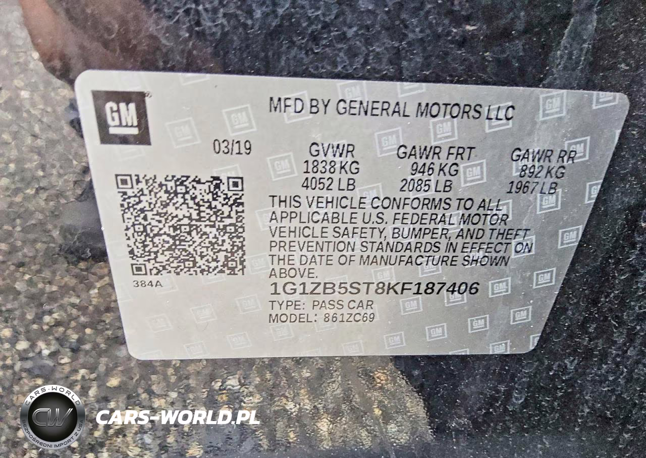 2019 Chevrolet Malibu Ls VIN:1G1ZB5ST8KF187406 - 12