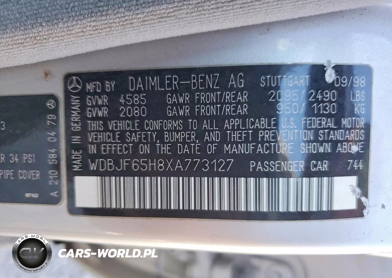 1999 Mercedes-Benz E 320 VIN:WDBJF65H8XA773127 - 12
