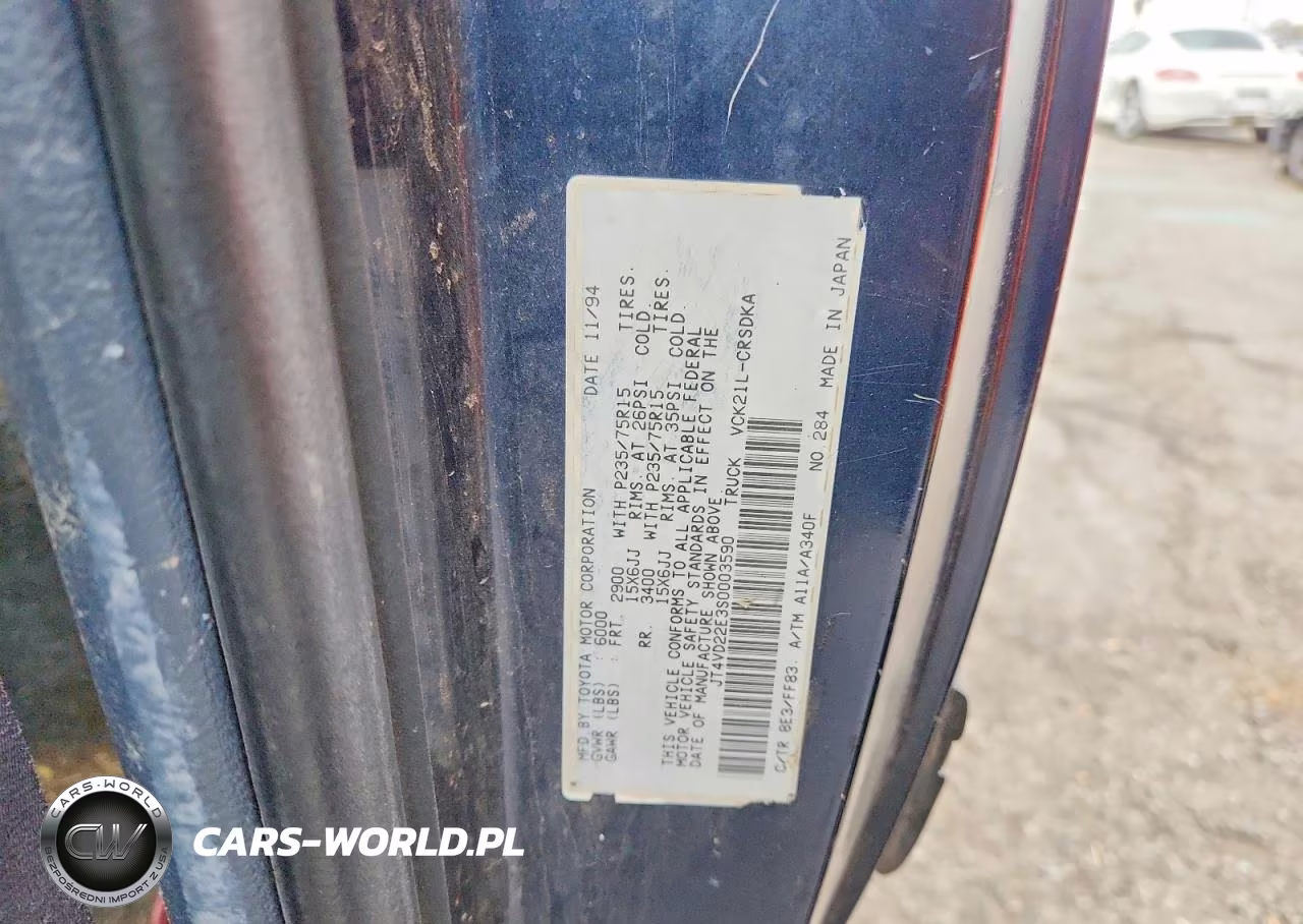 1995 Toyota T100 Dx VIN:JT4VD22E3S0003590 - 12