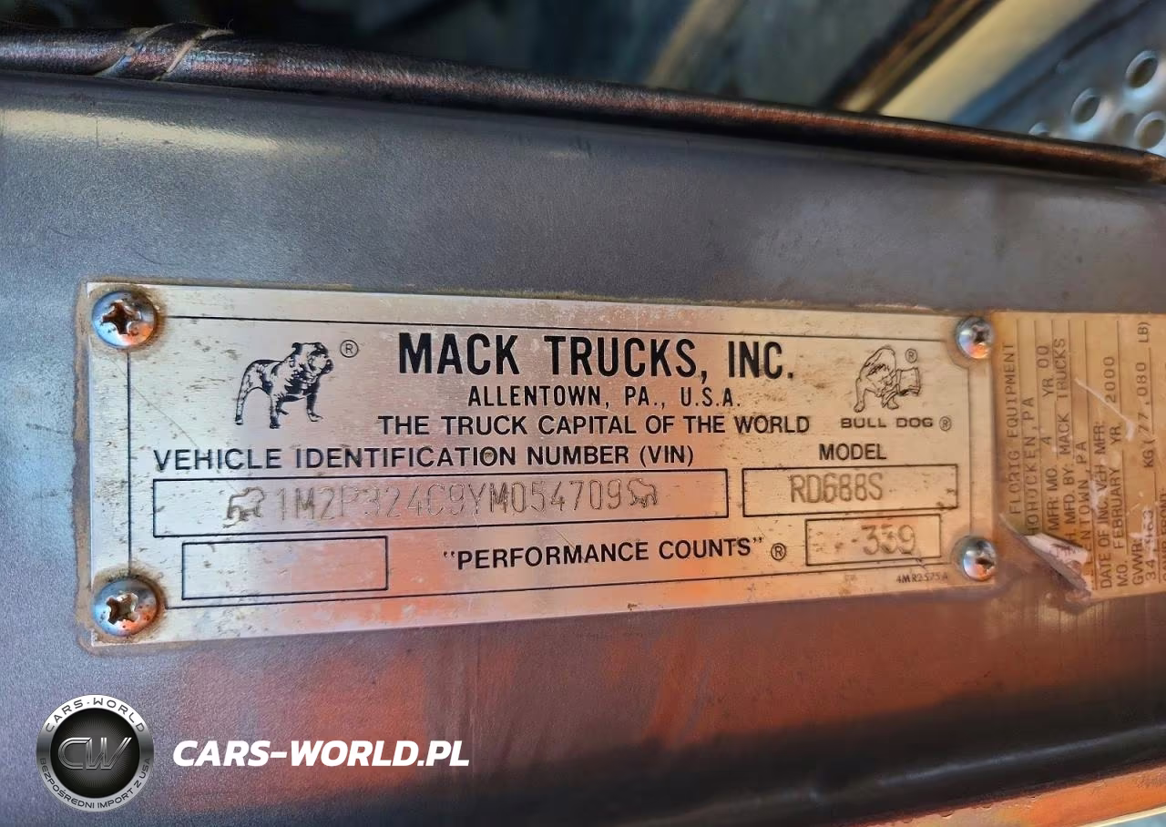 2000 Mack Rd688S Dump Truck VIN:1M2P324C9YM054709 - 11