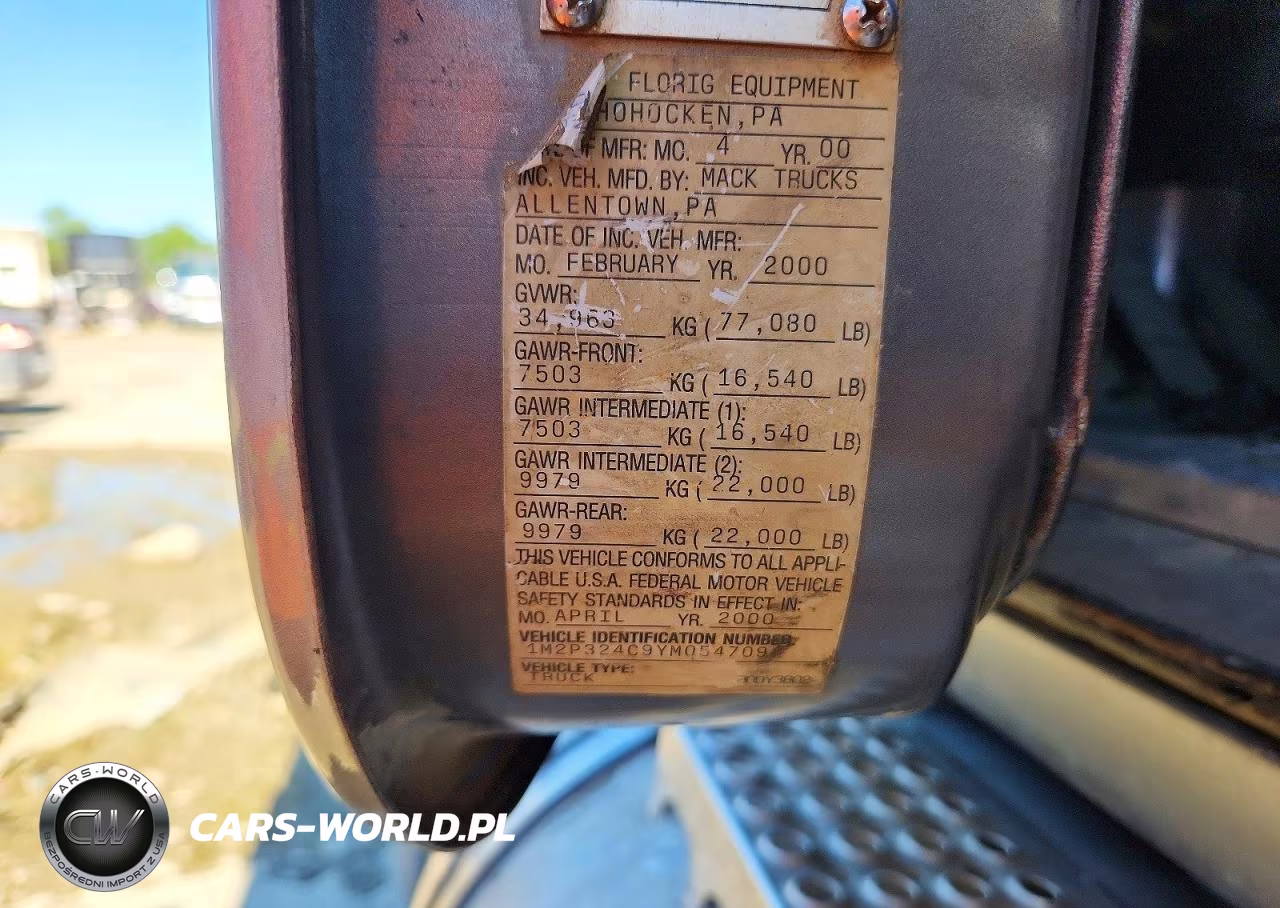 2000 Mack Rd688S Dump Truck VIN:1M2P324C9YM054709 - 12