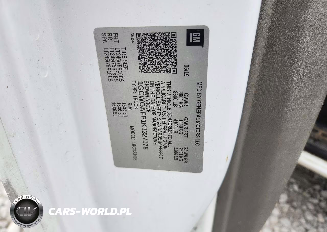 2019 Chevrolet Express G2500 VIN:1GCWGAFP1K1327178 - 13