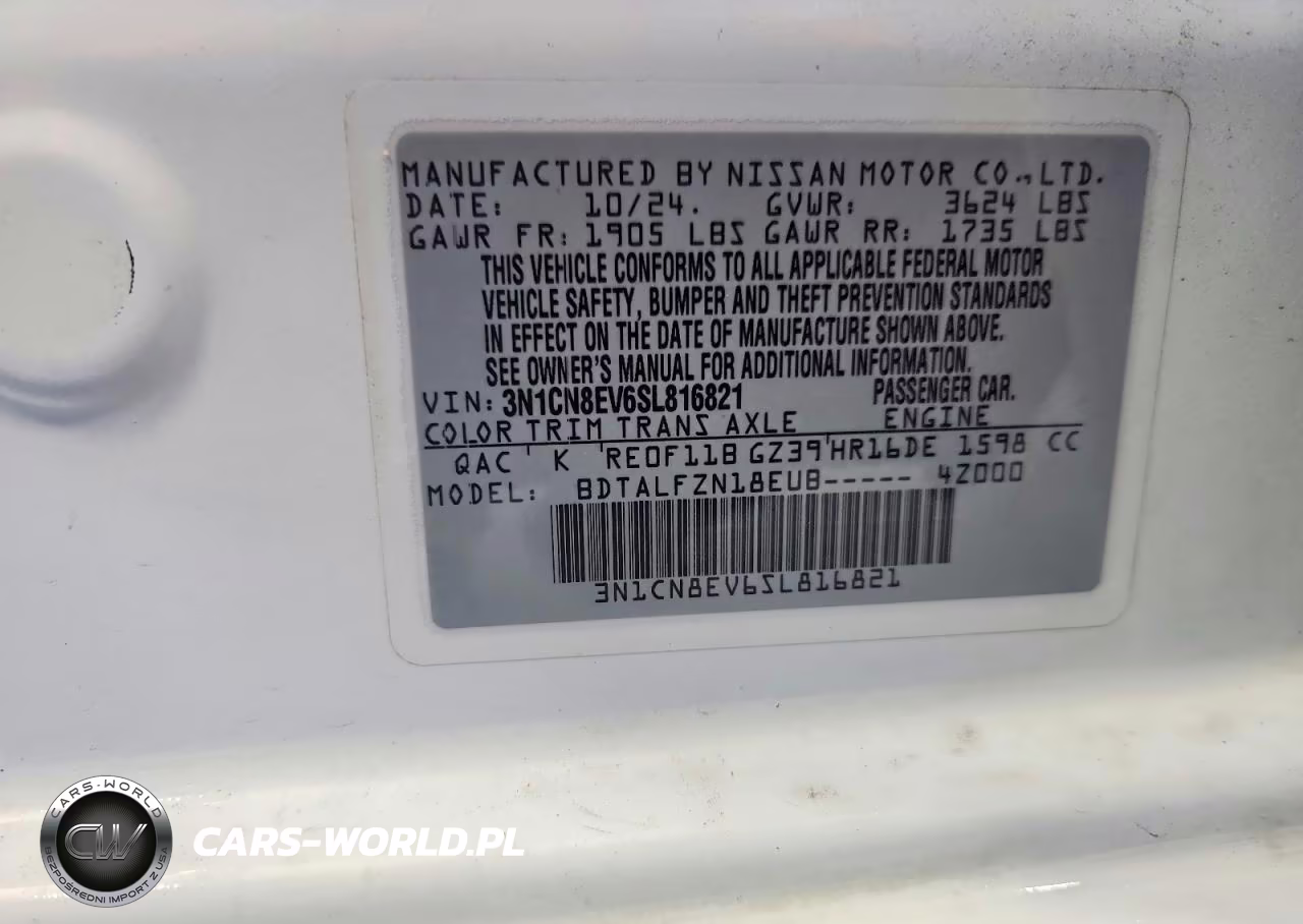 2025 Nissan Versa Sv VIN:3N1CN8EV6SL816821 - 12