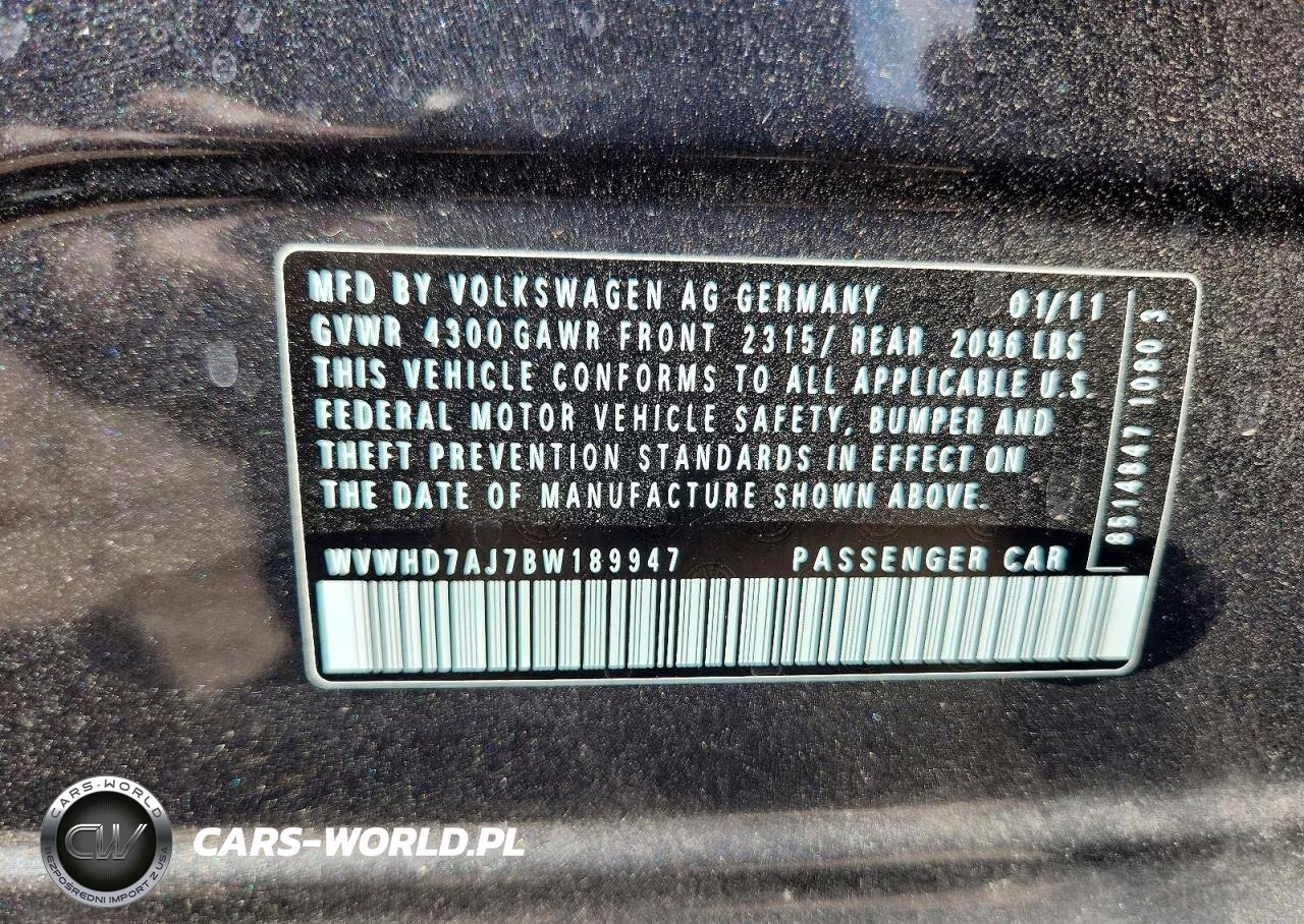 2011 Volkswagen Gti VIN:WVWHD7AJ7BW189947 - 12
