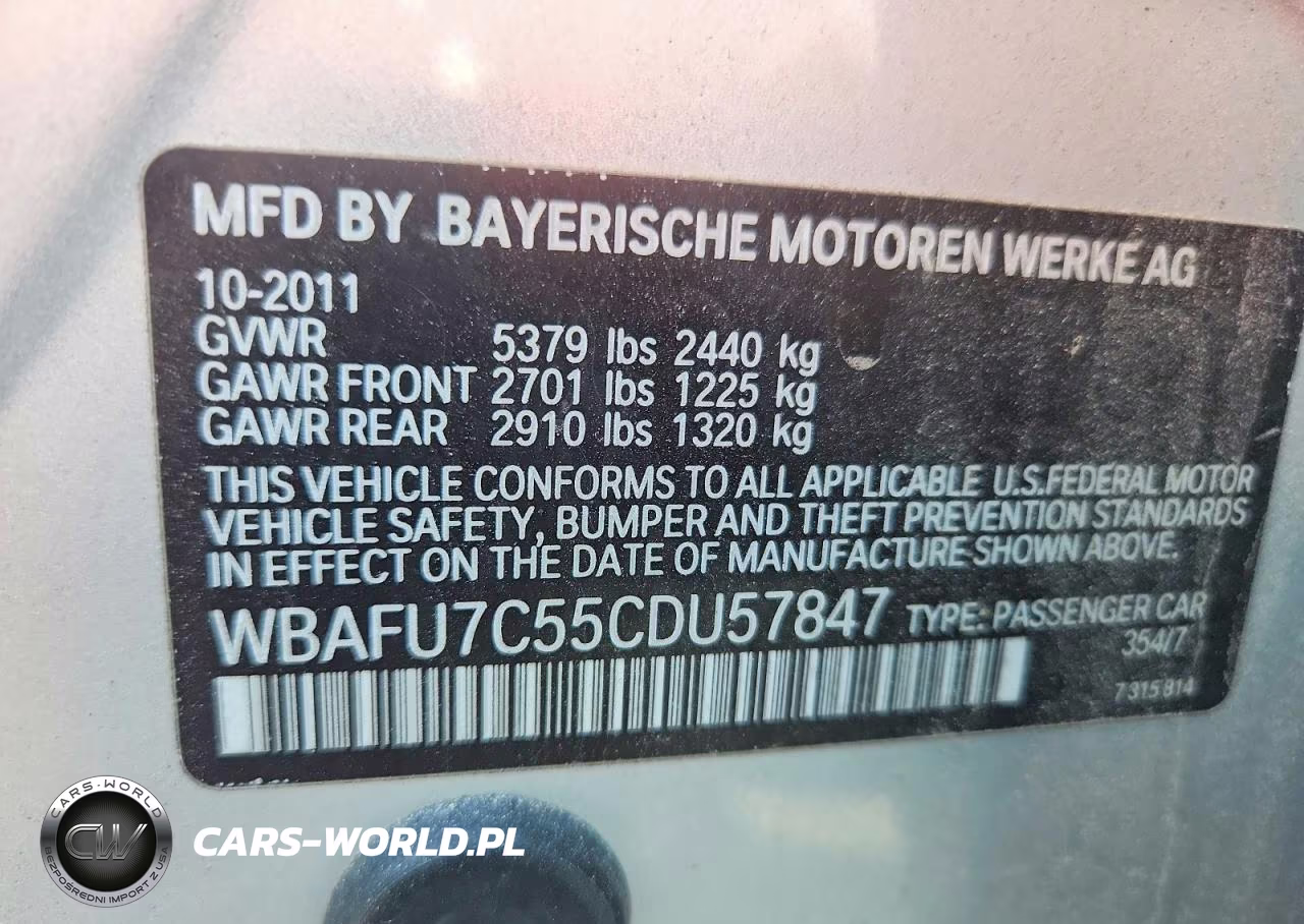 2012 BMW 535 Xi VIN:WBAFU7C55CDU57847 - 12