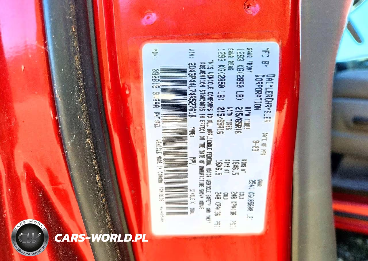 2004 Dodge Caravan VIN:2D4GP44L74R527618 - 12