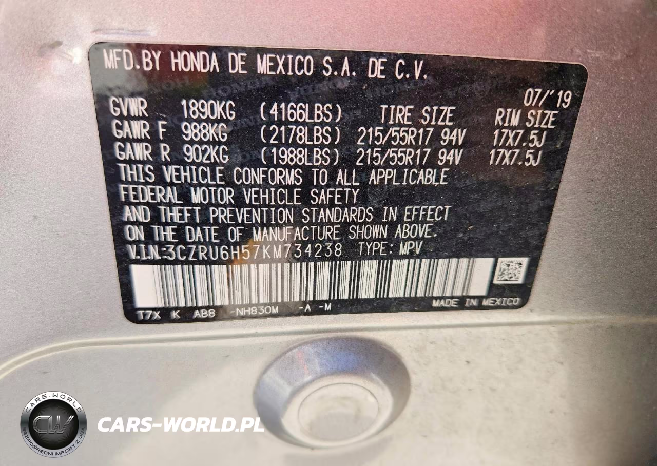 2019 Honda Hr-V Ex VIN:3CZRU6H57KM734238 - 12