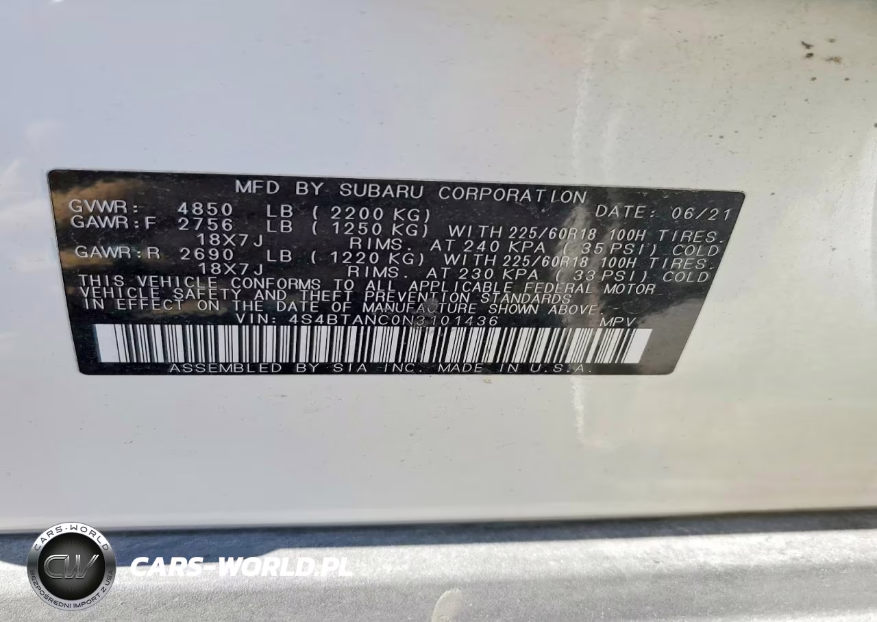 2022 Subaru Outback Limited VIN:4S4BTANC0N3101436 - 14
