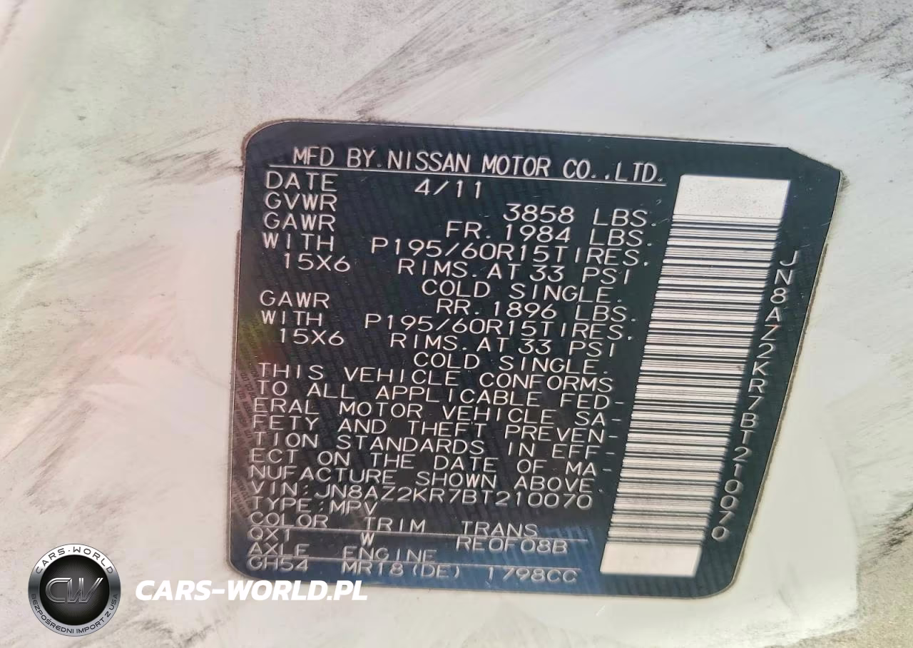 2011 Nissan Cube 1.8 VIN:JN8AZ2KR7BT210070 - 12
