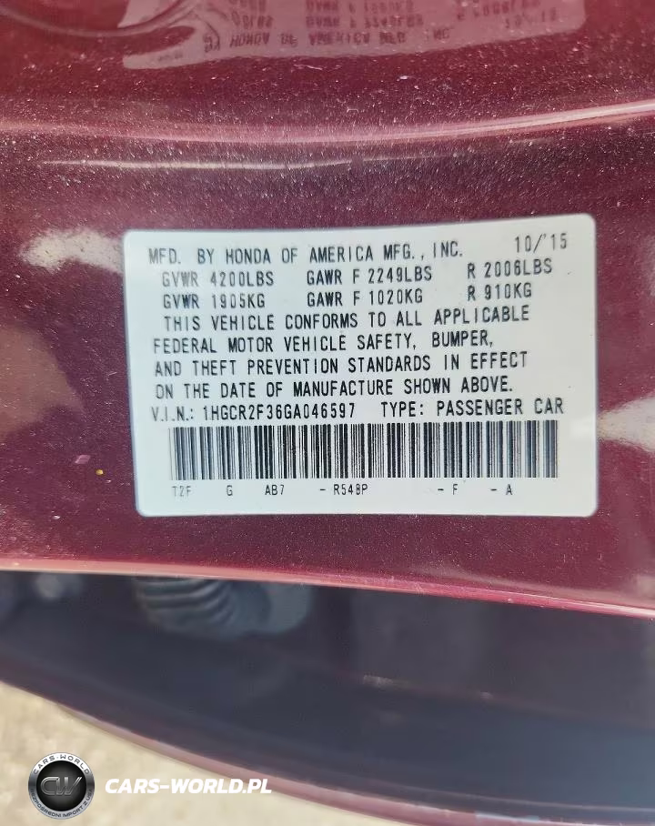 2016 Honda Accord Lx VIN:1HGCR2F36GA046597 - 12