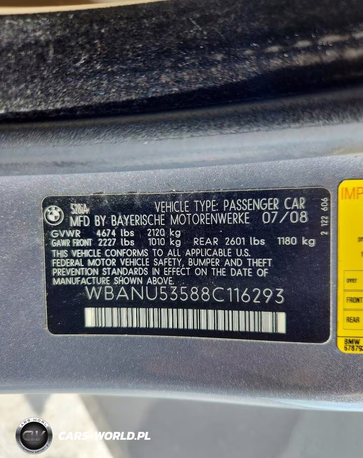 2008 BMW 528 I VIN:WBANU53588C116293 - 12