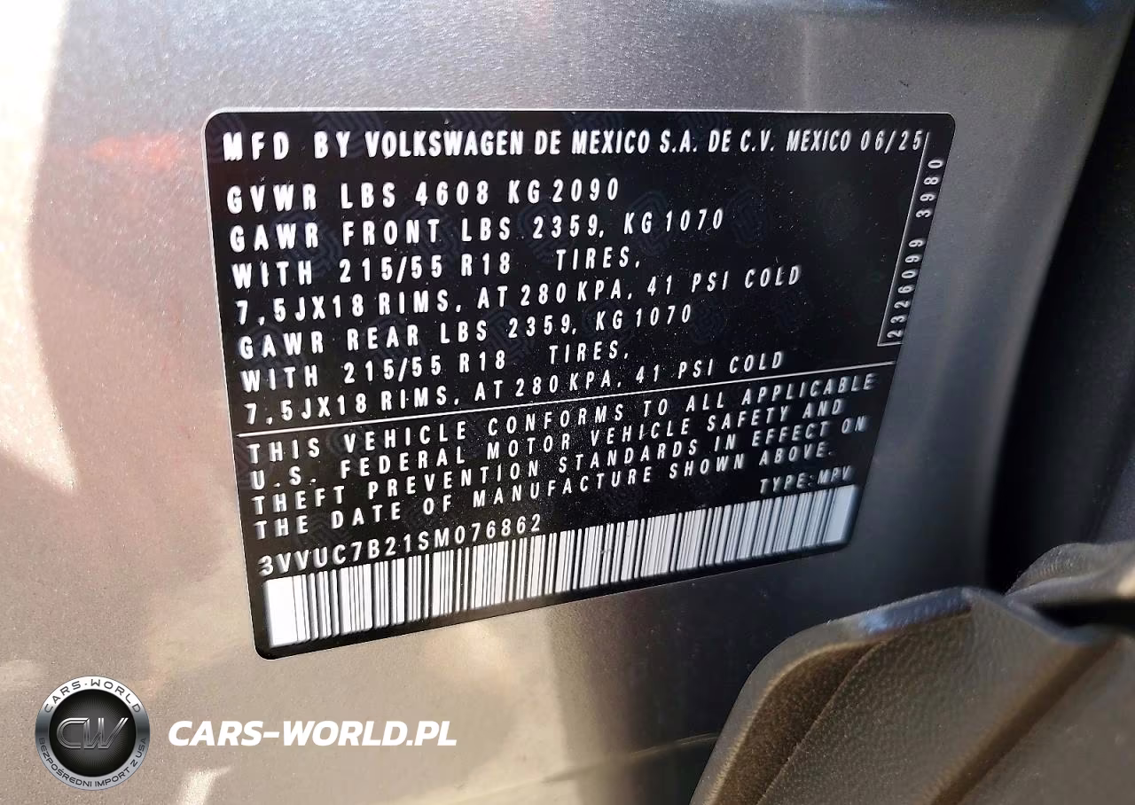 2025 Volkswagen Taos Se VIN:3VVUC7B21SM076862 - 13