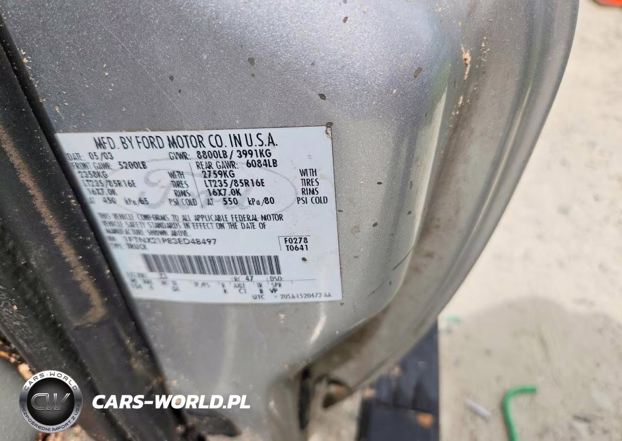 2003 Ford F250 Super Duty VIN:1FTNX21P83ED48497 - 13