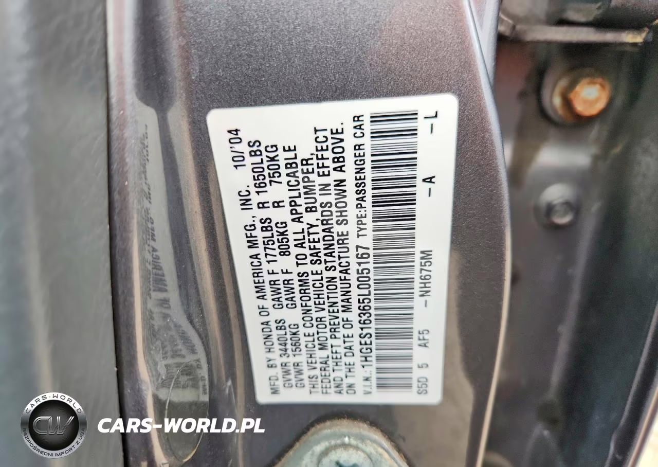 2005 Honda Civic Dx Vp VIN:1HGES16365L005167 - 12