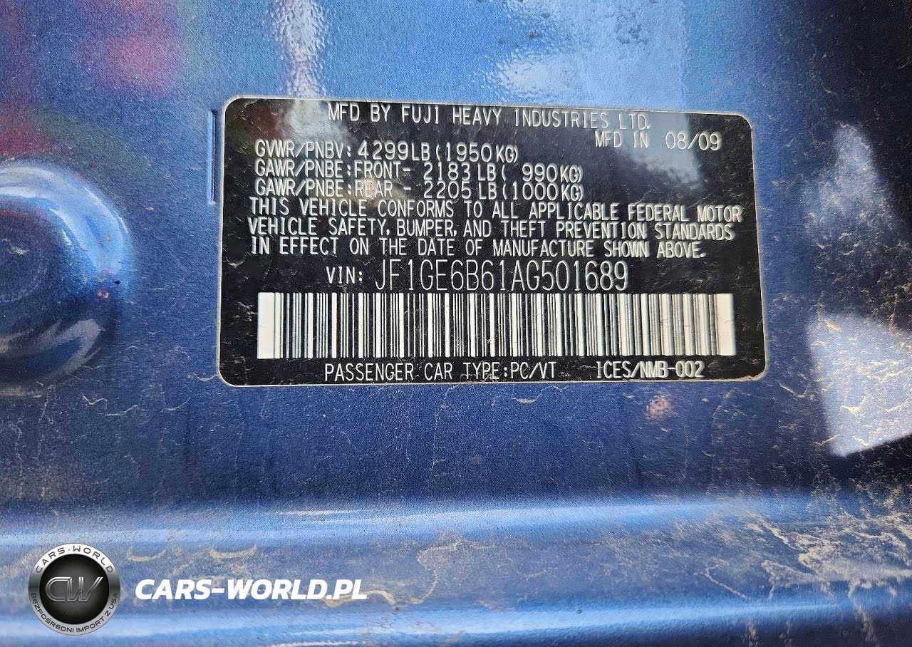 2010 Subaru Impreza 2.5I Premium VIN:JF1GE6B61AG501689 - 12