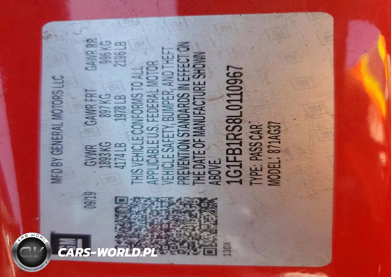 2020 Chevrolet Camaro Ls VIN:1G1FB1RS8L0110967 - 13