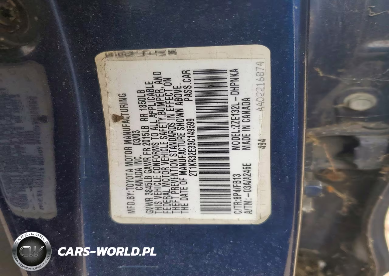 2003 Toyota Matrix Xr VIN:2T1KR32E33C149599 - 12