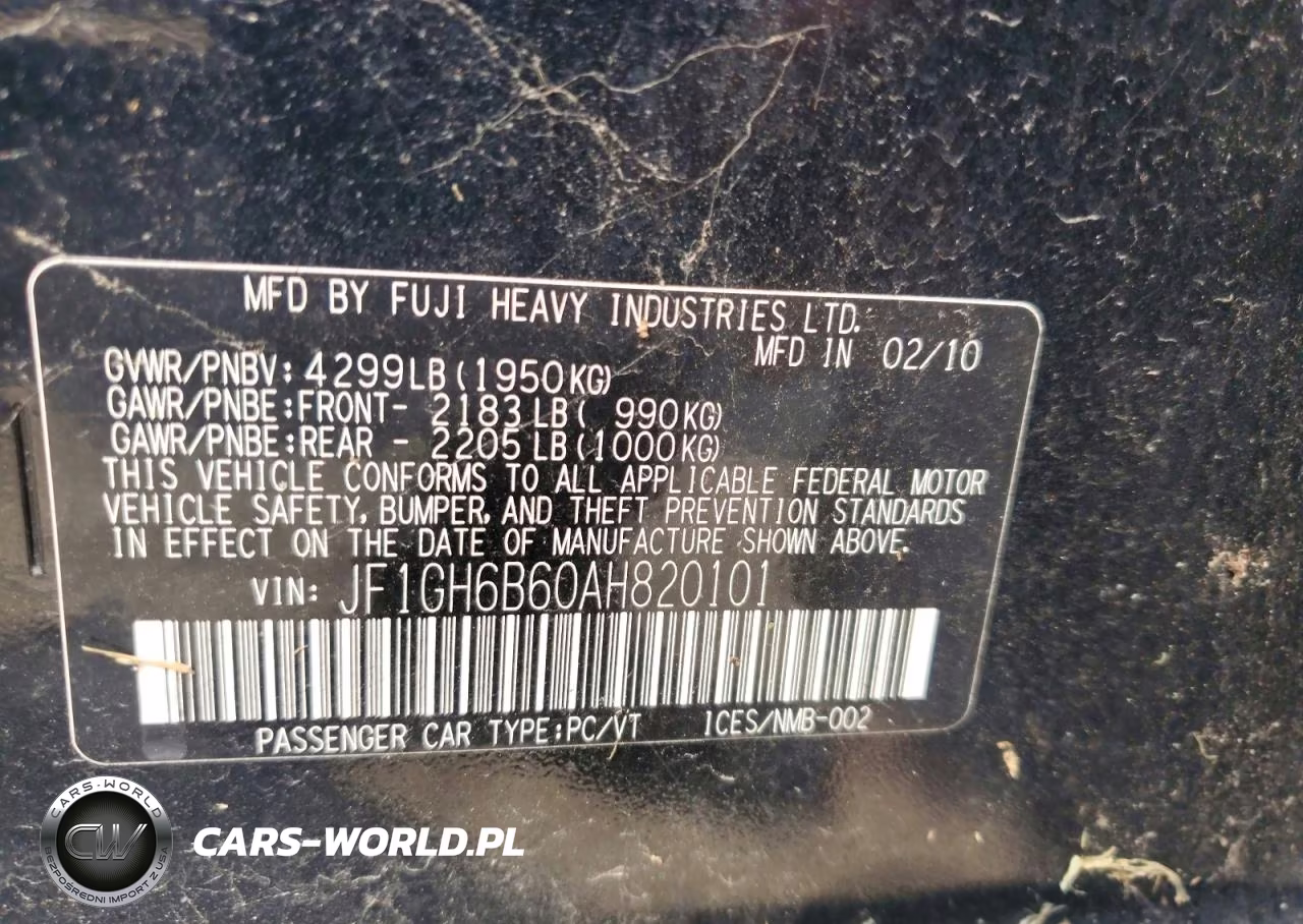 2010 Subaru Impreza 2.5I Premium VIN:JF1GH6B60AH820101 - 12